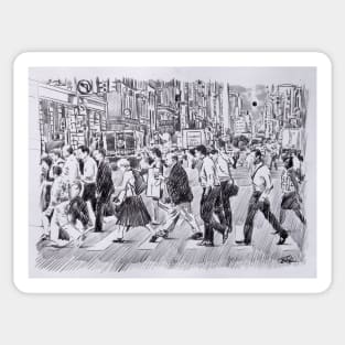 Study of people crossing a road Sticker